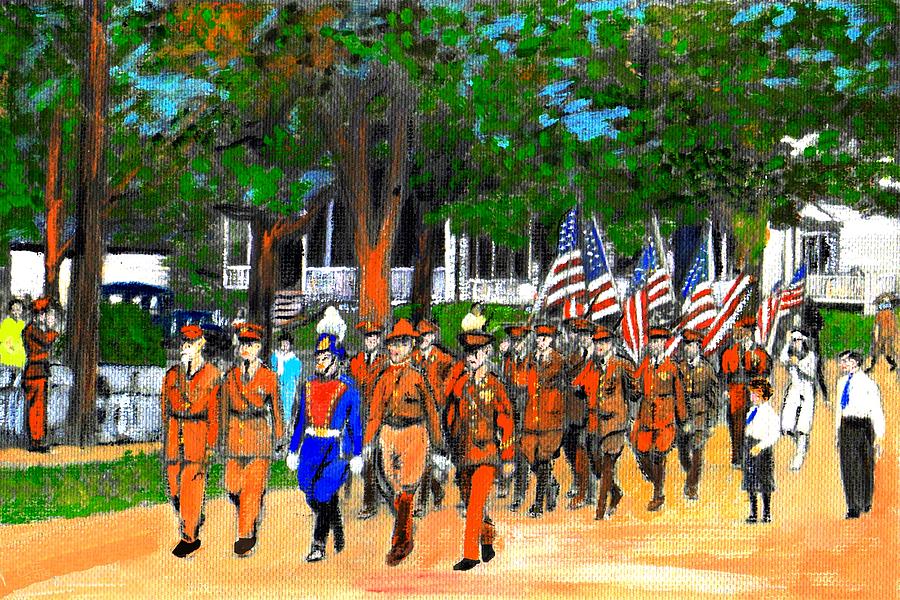 900x600 Memorial Day Parade 1930s Painting By Cliff Wilson - Memorial Day Painting