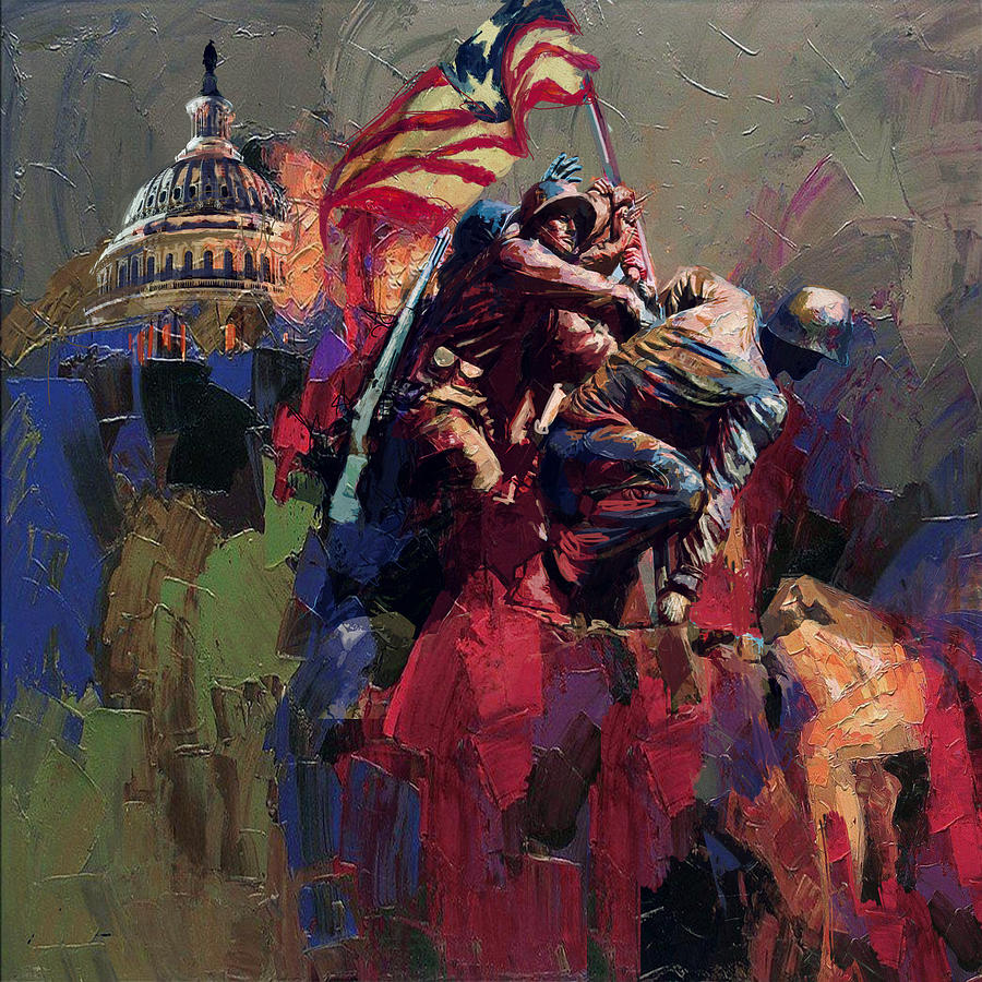900x900 062 Jima Marine Memorial Washington Dc Painting By Maryam Mughal - Memorial Painting