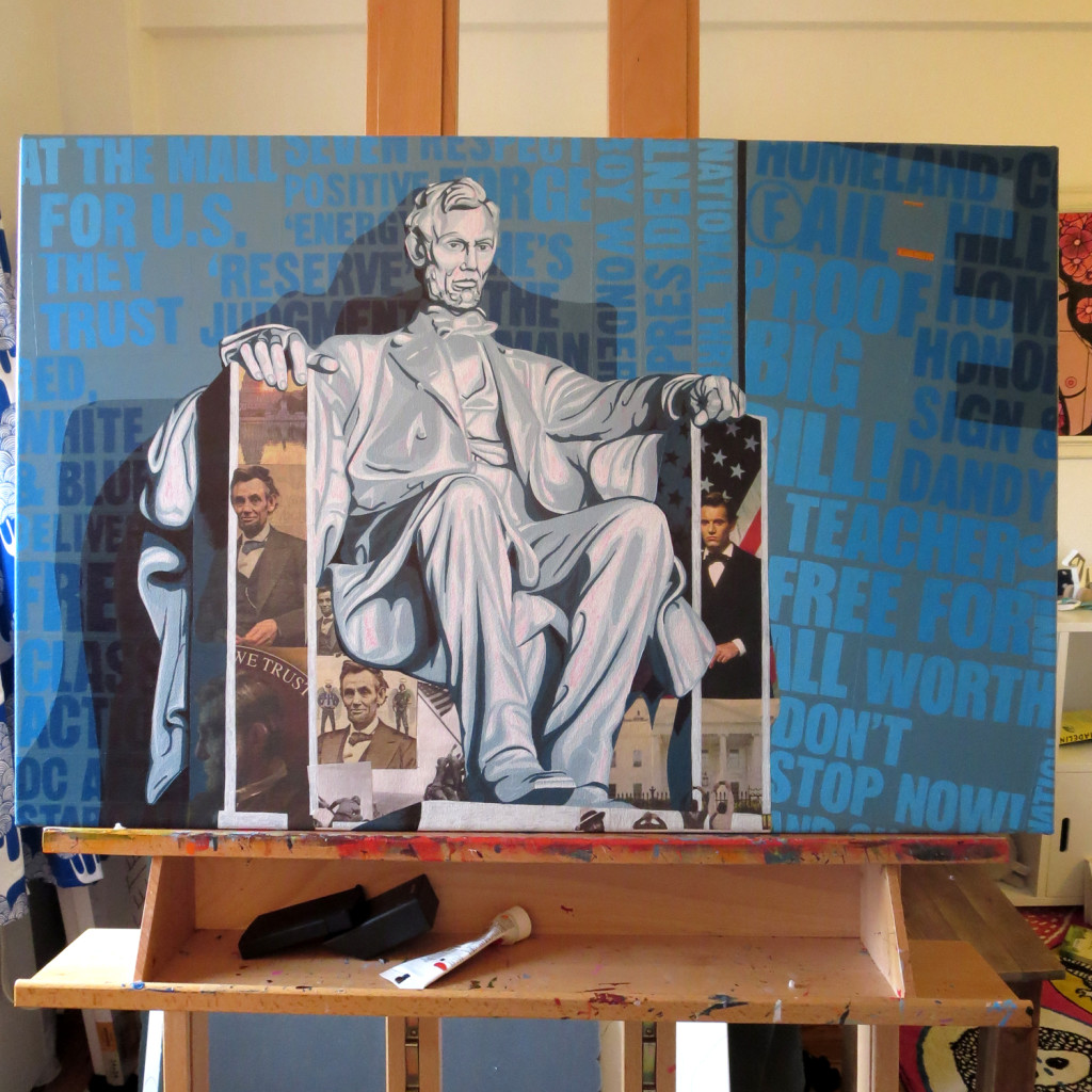 1024x1024 The Lincoln Memorial A Collage Painting By Borbay Borbay - Memorial Painting