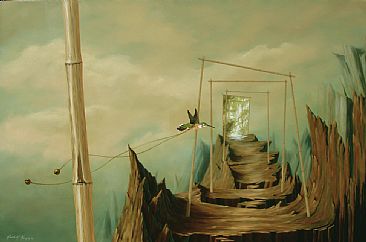 366x242 Female Rufous Hummingbird, Landscape - Memory Painting