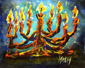 300x240 Old Abstract Menorah. Paint This Hanukkah Inspired Painting - Menorah Painting