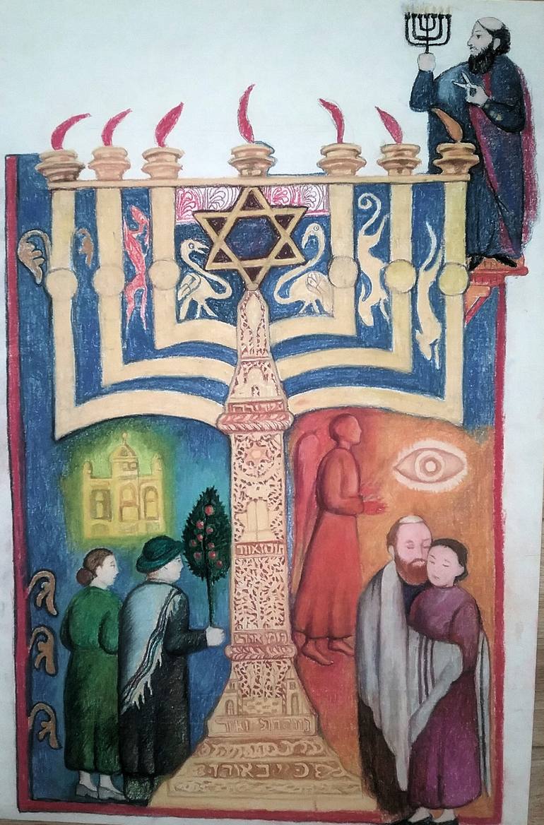 770x1168 Saatchi Art Menorah Painting By Daniela Vasileva - Menorah Painting