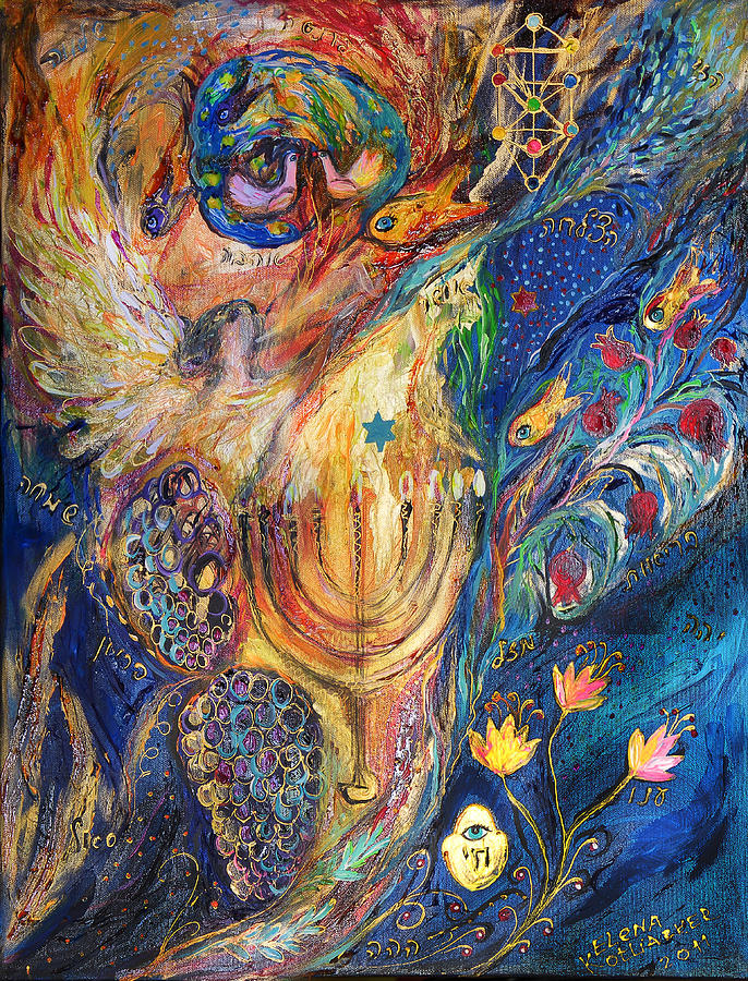 686x900 The Keeper Of Menorah Painting By Elena Kotliarker - Menorah Painting