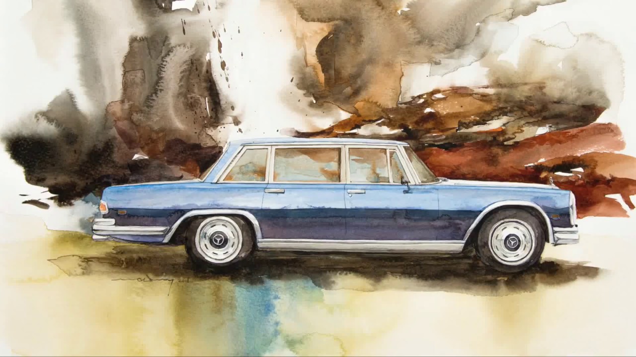 1280x720 Speed Painting Kangcar] Watercolor Painting Mercedes Benz 600 - Mercedes Benz Painting