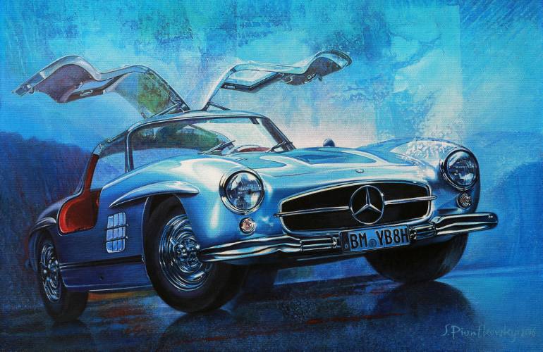 770x500 Saatchi Art Mercedes Benz 300sl Painting By Sergei - Mercedes Benz Painting