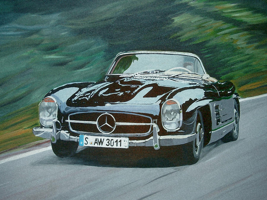 900x675 300 Sl Cabriolet Painting By Antje Wieser - Mercedes Benz Painting