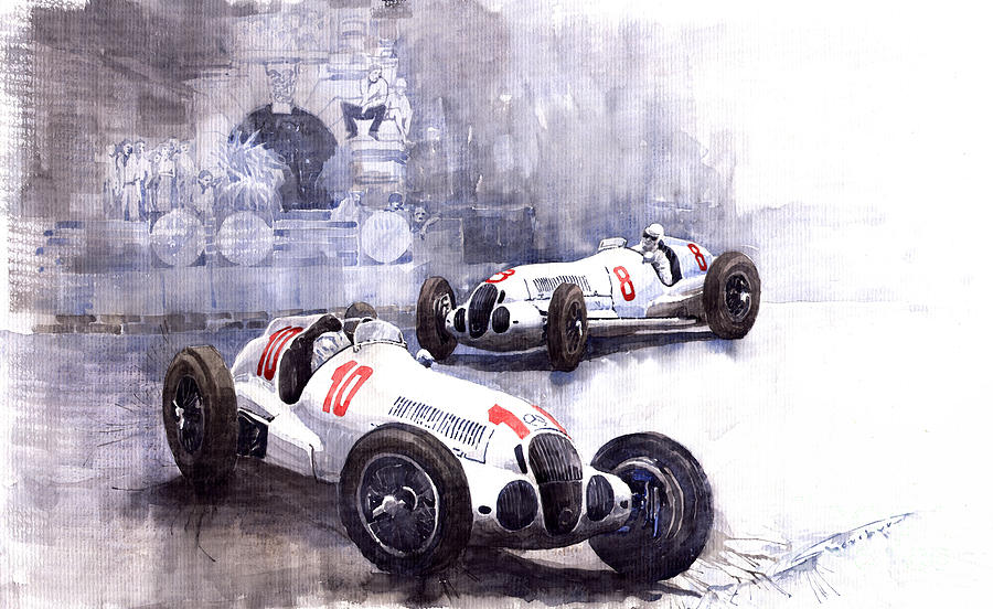 900x552 Mercedes Benz W 125 1938 Painting By Yuriy Shevchuk - Mercedes Painting