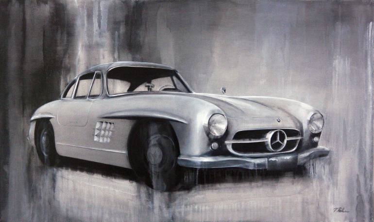 770x458 Saatchi Art Car Mercedes 300 Sl Painting By Petra - Mercedes Painting
