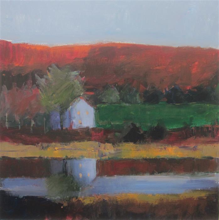 698x700 House By Pond, Mercer By Janet Dyer - Mercer Painting