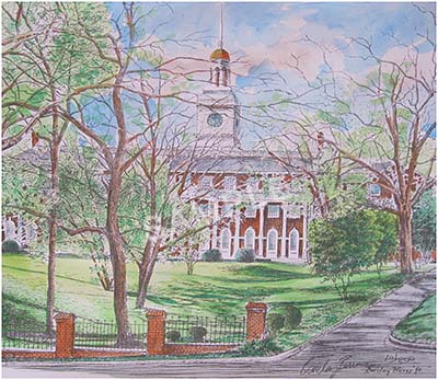 400x347 Mercer Law School (Hand Colored) Painting Print By Artist Barclay - Mercer Painting