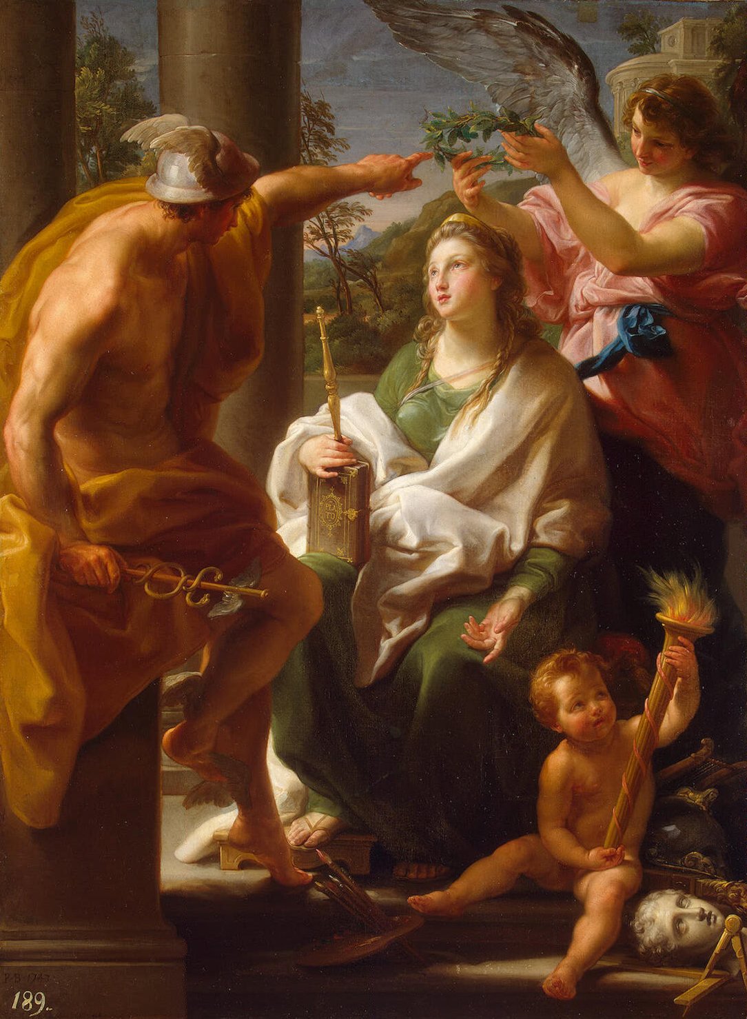 1084x1478 Mercury Crowning Philosophy Mother Of The Arts Painting Batoni - Mercury Painting