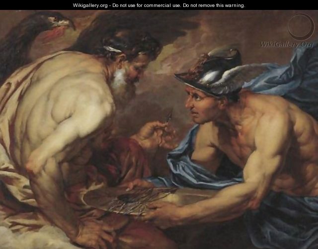 640x501 Mercury Presenting Thunderbolts To Jupiter - Mercury Painting