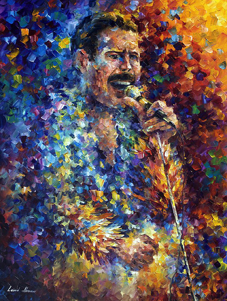 753x1000 Freddy Mercury Palette Knife Oil Painting On Canvas By Leonid - Mercury Painting