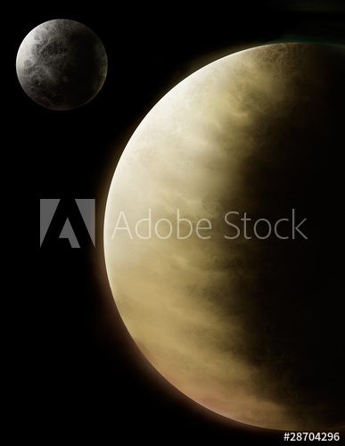 387x500 Digital Painting Of The Inner Planets, Venus And Mercury - Mercury Planet Painting