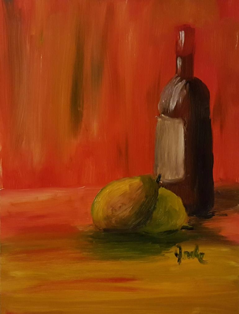 770x1012 Saatchi Art Two Pears And Merlot Painting By Steven Jorde - Merlot Painting