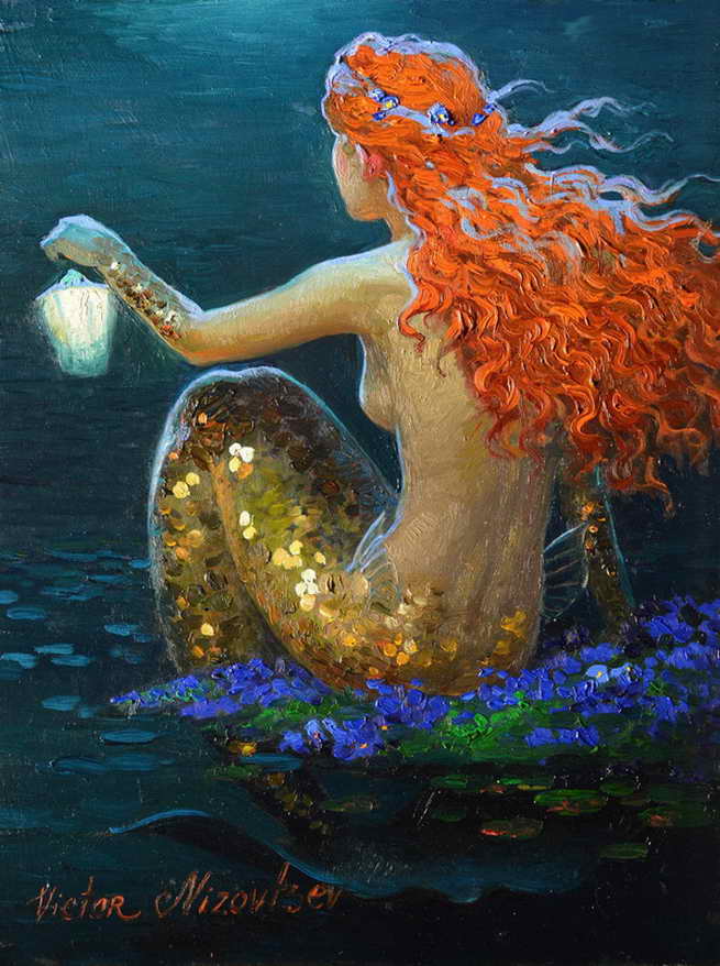 655x878 Home Art Decor Fantasy Vintage Mermaid Oil Painting Picture - Mermaid Oil Painting