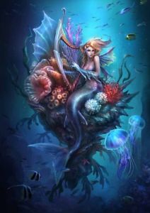 212x300 Home Wall Decor Fantasy Art Mermaid Oil Painting Picture Printed - Mermaid Oil Painting