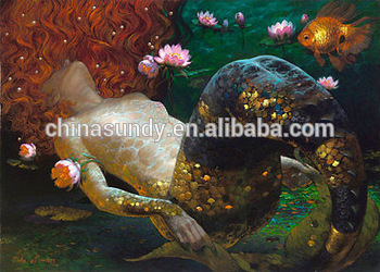 350x250 Mermaid Oil Painting On Canvas - Mermaid Oil Painting