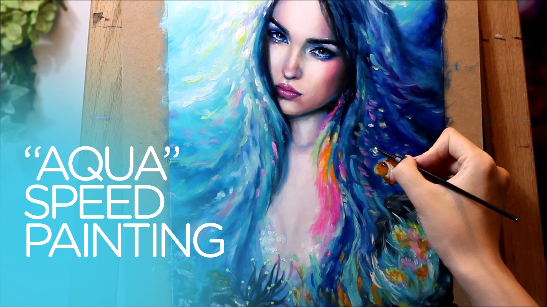 1920x1080 Oil Painting Time Lapse Mermaid Aqua - Mermaid Oil Painting