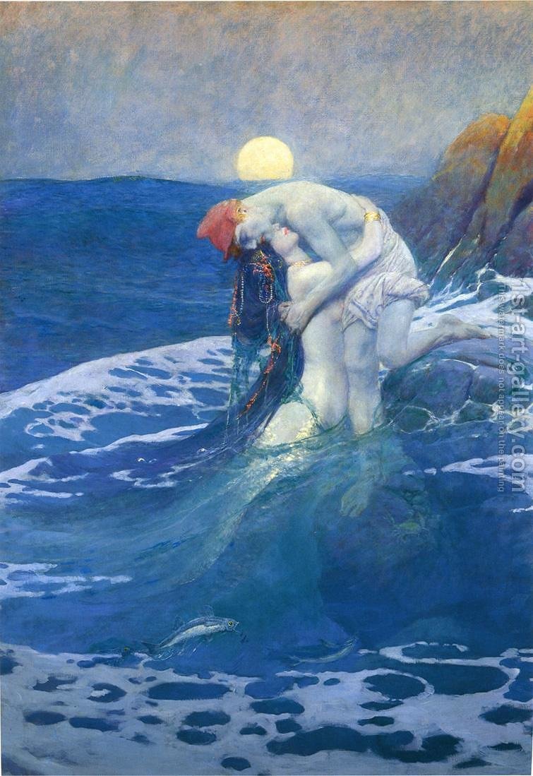 755x1099 The Mermaid Howard Pyle Reproduction 1st Art Gallery - Mermaid Oil Painting