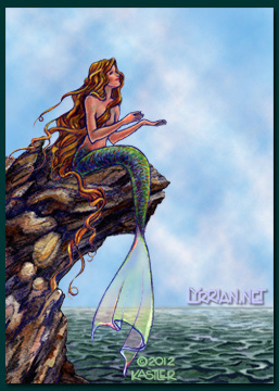 257x360 Lyrrian Images Lorraine Kastler, Artist Illustrator ~ Portfolio - Mermaid On Rock Painting