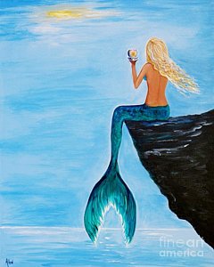 240x300 Mermaid Sitting On Rock Paintings Fine Art America - Mermaid On Rock Painting