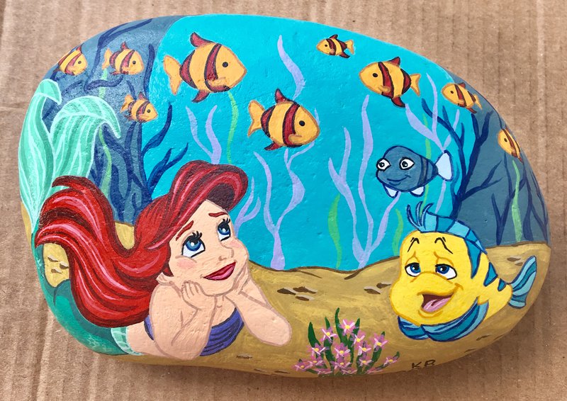 800x566 Painted Rock - Mermaid On Rock Painting