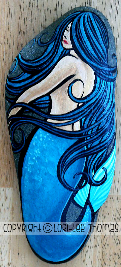 400x883 Painted Rocks - Mermaid On Rock Painting