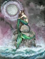 152x200 Stunning Mermaid On Rock Artwork For Sale On Fine Art Prints - Mermaid On Rock Painting