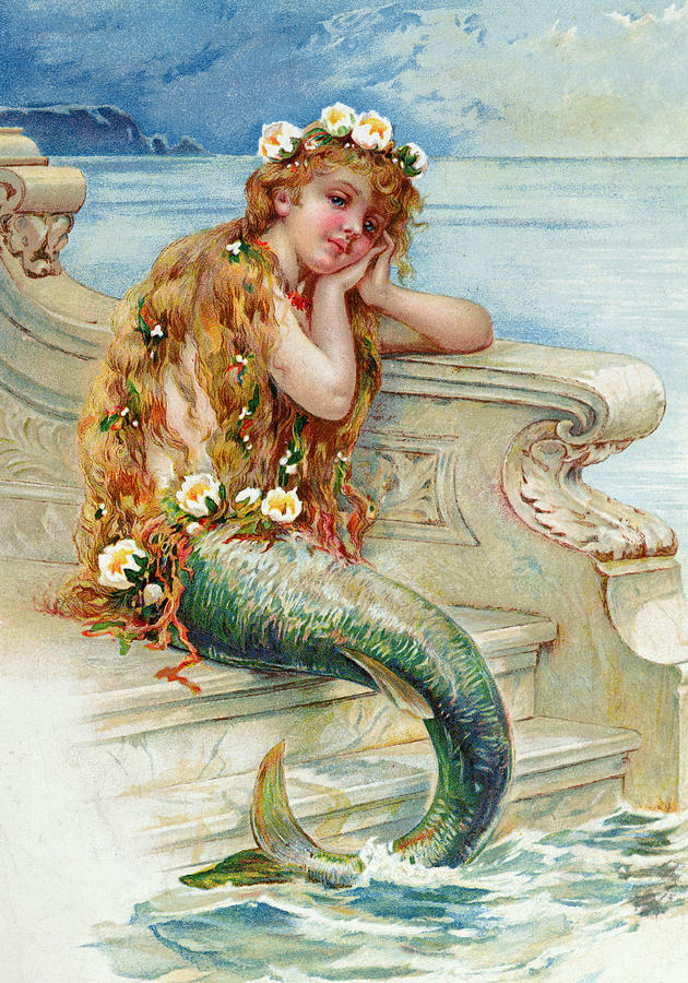 630x900 Little Mermaid Painting By E S Hardy - Mermaid Painting