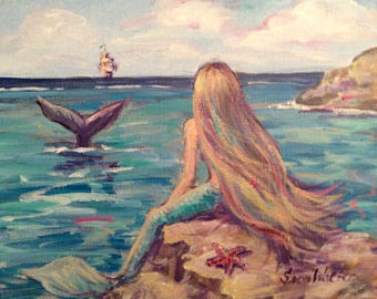 340x270 Mermaid Painting Etsy - Mermaid Painting