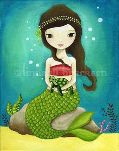 236x299 Mermaid Print Octopus Art Apron Cakes Seahorse Wall Art Nautical - Mermaid Painting For Kids
