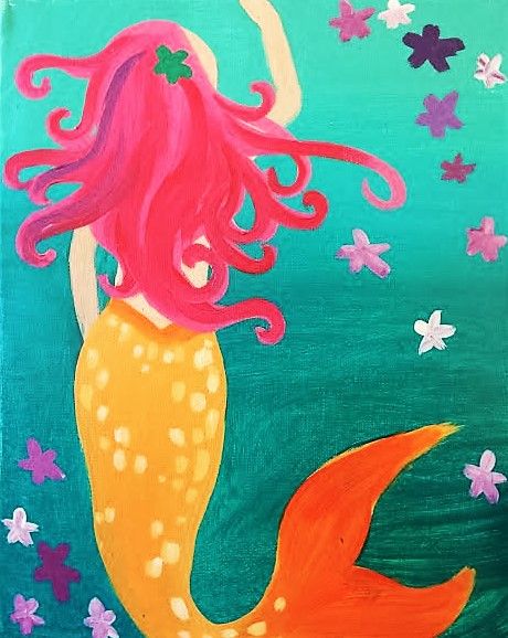 460x578 Old Kids' Paintings Mermaid, Paintings And Canvases - Mermaid Painting For Kids