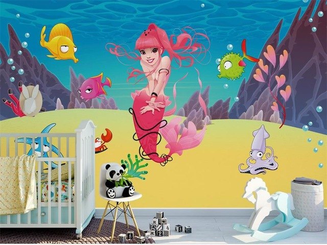 640x480 3d Wallpaper Photo Wallpaper Custom Mural Mermaid Undersea World - Mermaid Painting For Kids