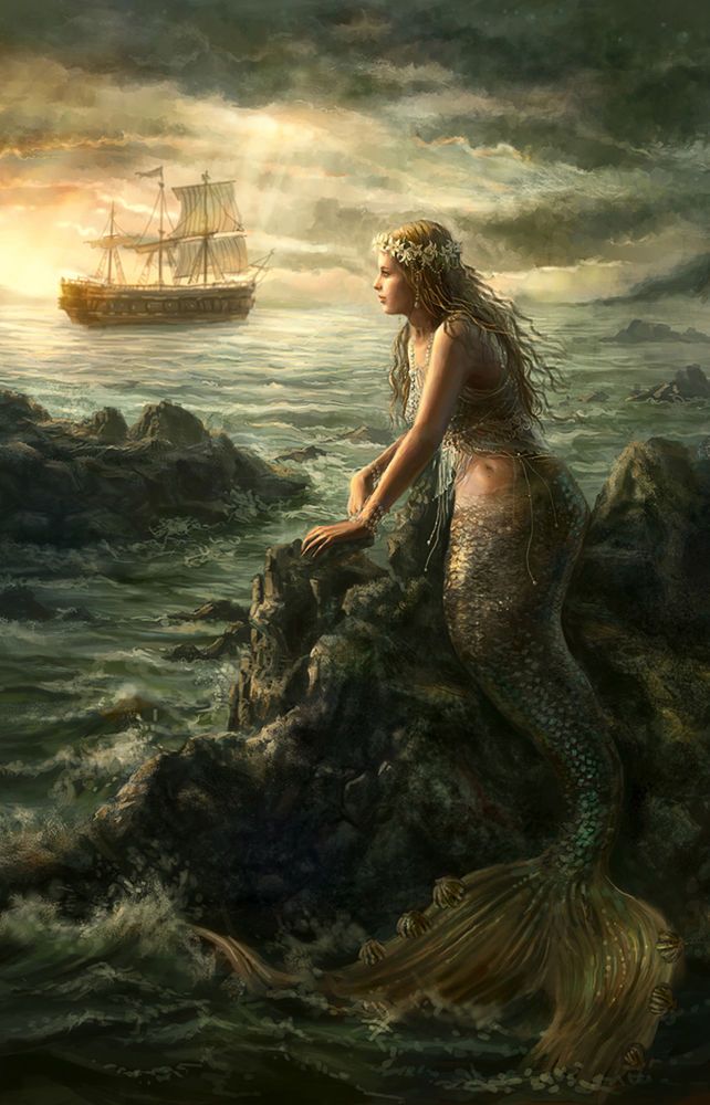 642x1000 The Games Factory 2 Mermaid, Canvases And Sea Illustration - Mermaid Painting Games
