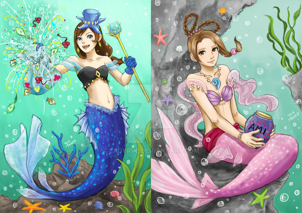 1024x724 Trucy And Pearl Mermaid Au By Nohmasked - Mermaid Painting Games