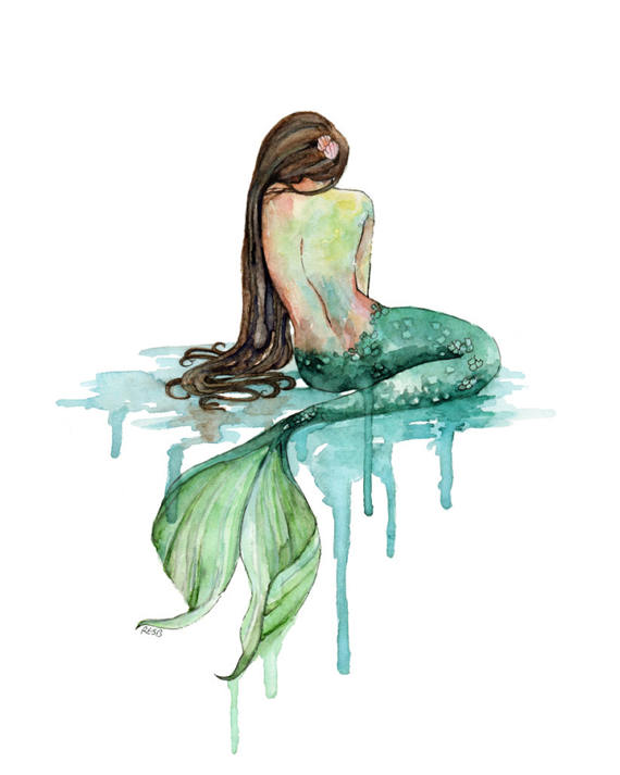 570x713 Mermaid Painting Watercolor Painting Mermaid Print Mermaid - Mermaid Painting Images