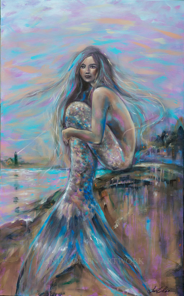 592x950 Mermaid Art Page 2 - Mermaid Painting On Canvas