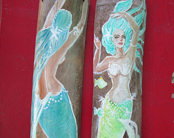 340x270 10 Hand Painted Fantasy Mermaids Beach Shop Supply Mixed - Mermaid Painting On Wood