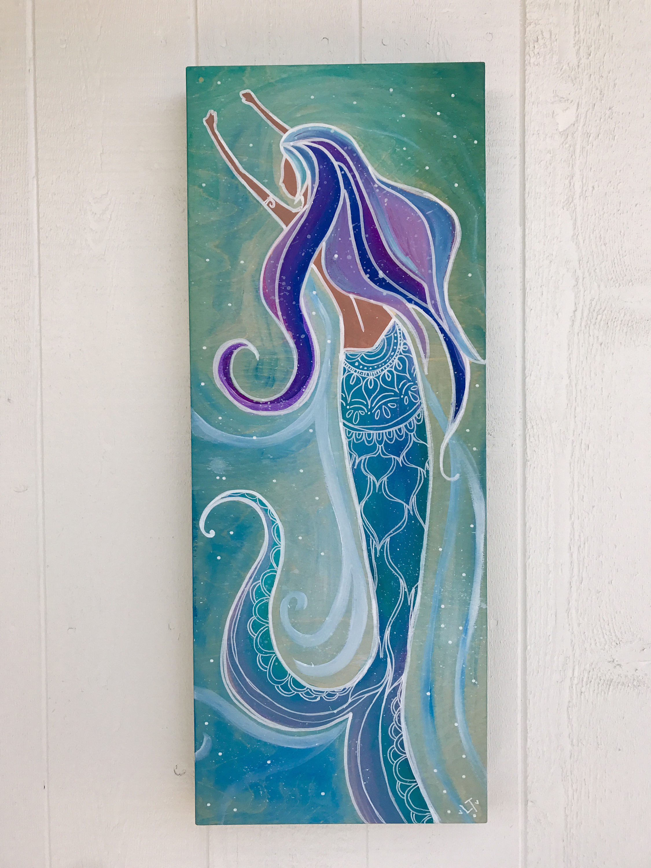 2250x3000 Mandala Mermaid Original On Locally Made Wood Canvas - Mermaid Painting On Wood