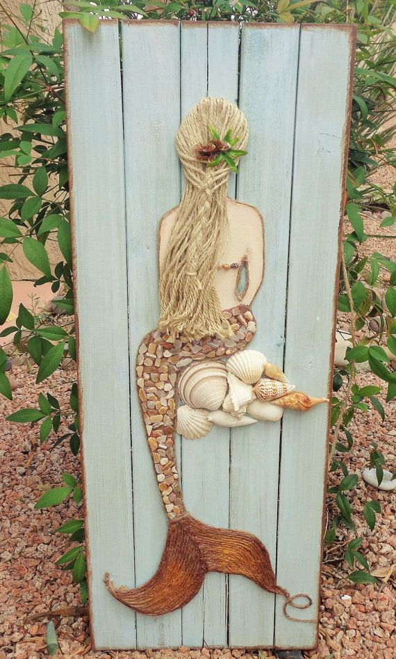 570x947 Mermaid Art Wood Beach Decor Coastal Bathroom Art Mermaid - Mermaid Painting On Wood