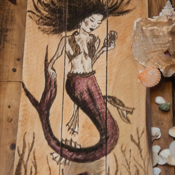 354x354 Mermaid Painting Fantasy Pallet Wood Art From Simplypallets - Mermaid Painting On Wood