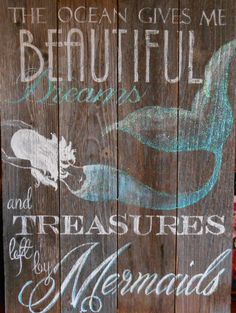 236x313 4 Foot Barnwood Mermaid Sign, Hand Painted, Original, Glittered - Mermaid Painting On Wood