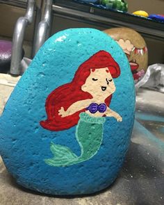 236x295 The Little Mermaid With Flounder Silhouette Painted By @ Madi.tay - Mermaid Rock Painting