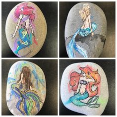 236x236 Fairy Sitting On Mushroom Painted Rock Rock Painting Ideas - Mermaid Rock Painting