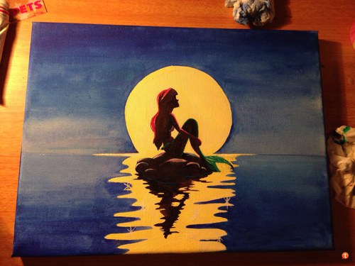 500x375 Little Mermaid Silhouette Painting - Mermaid Silhouette Painting