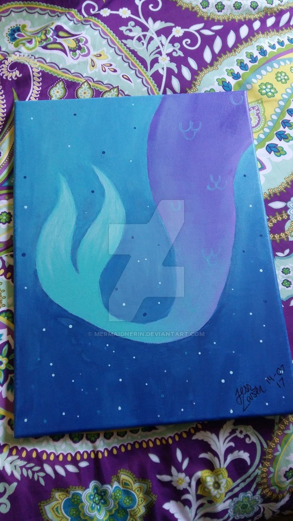 600x1066 Mermaid Tail Painting By Mermaidnerin - Mermaid Tail Painting