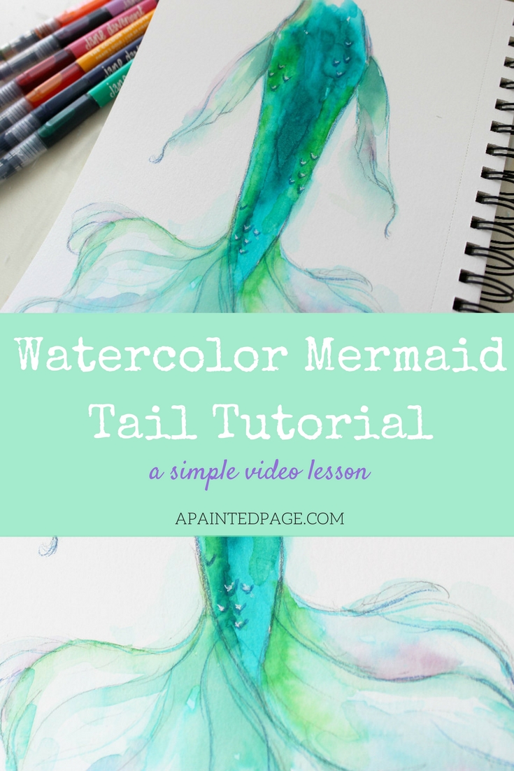 735x1102 Video] A Mermaid's Tail Tutorial In Watercolor A Painted Page - Mermaid Tail Painting