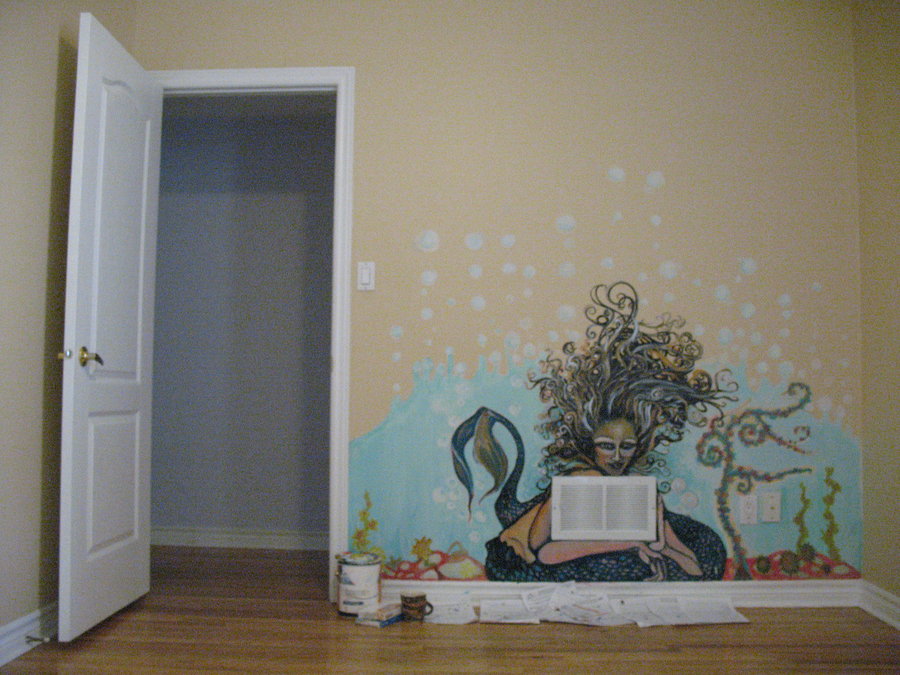 900x675 Wall Painting Of Vent Mermaid By Rainbowtunnelz - Mermaid Wall Painting