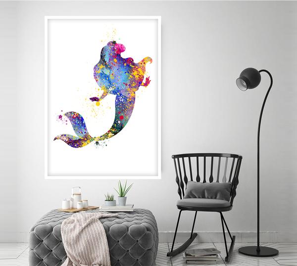 600x537 Watercolor Mermaid, Mermaid Art Print, Mermaid Painting, Mermaid - Mermaid Wall Painting